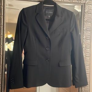 Black Three Button Wool Blazer